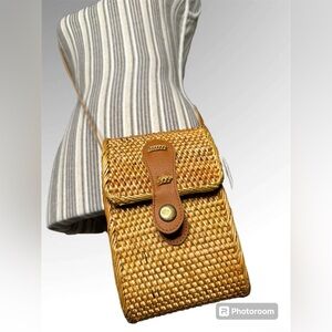 Collection 18 wicker and straw Crossbody Bag